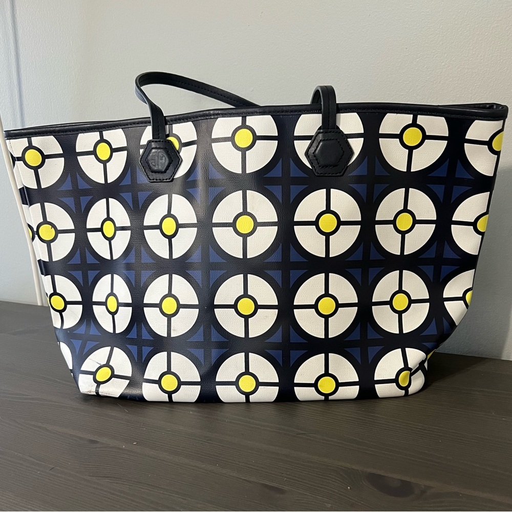 *Like New* Jonathan Adler Tote Bag Purse Navy, Yellow, and White Geometric Print